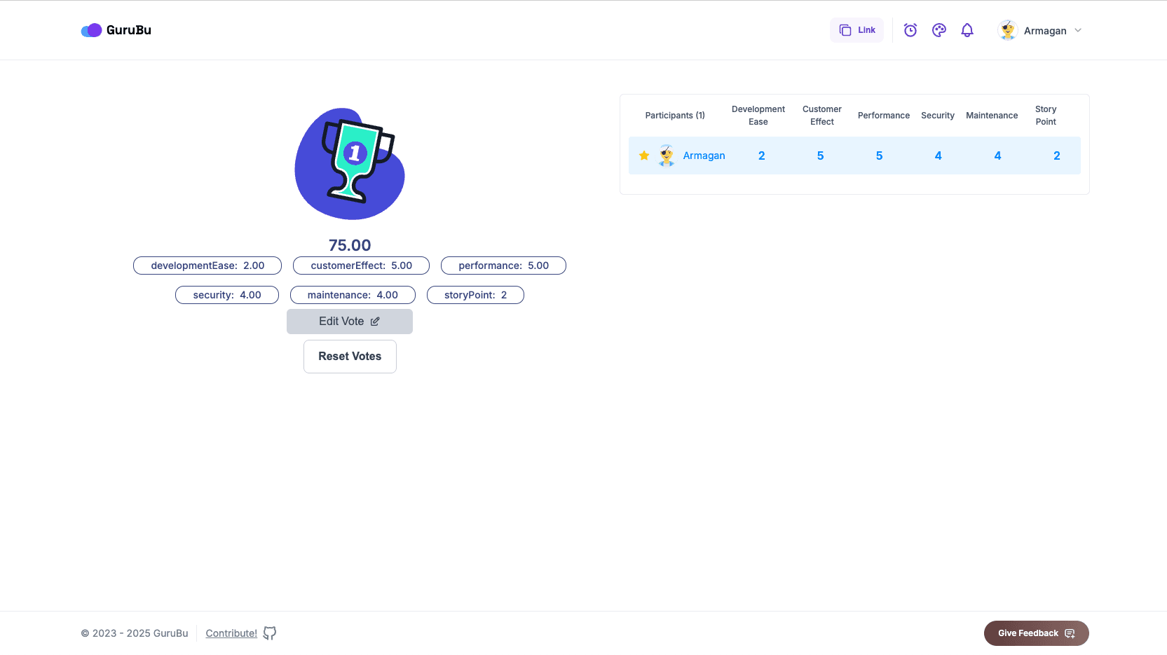 An example of in app visuals